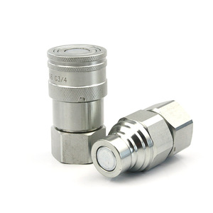 ข้อต่อไฮดรอลิกแบบเร็ว Jingao ISO16028 ชนิดแบน สำหรับงานแรงดันสูง พร้อมเกลียวเชื่อมต่อ สำหรับหัวเจาะรถขุด ผลิตจากเหล็กกล้าคาร์บอน ชุบสังกะสี - Product Image 2