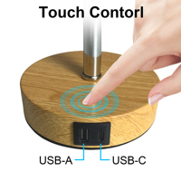 USB Şarj Girişli Ahşap Tabanlı Kumaş Abajurlu Modern LED Masa Lambası, Çalışma, Okuma, Otel, Başucu, Yatak Odası İçin Ofis Masa Lambası