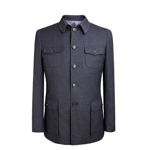 En stock – Costume d'affaires haut de gamme pour homme, simple boutonnage, gris foncé, sergé teint en fil, taille XL, braguette zippée – Vente en gros de costumes pour homme grandes tailles - Product Image 6
