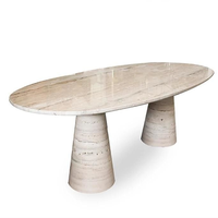 Table à manger moderne en marbre de bonne qualité, design ovale pour salle à manger