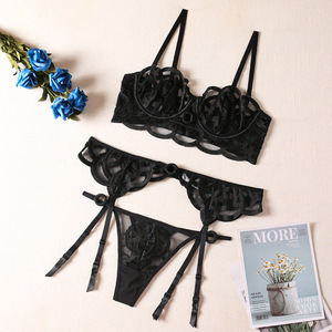 Ropa interior Sexy para mujer, ropa interior fina de encaje en la espalda hermosa, conjunto de lencería para mujer, conjuntos de bragas transparentes a la moda - Product Image 2
