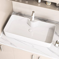 Lavabo Carré Moderne en Céramique à Poser sur Plan, Vasque Artistique pour Projets Hôteliers et Villas