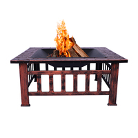 Table carrée multifonctionnelle moderne en acier robuste, écologique, thermolaquée, pour patio extérieur et foyer de jardin