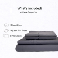 Ensemble de housse de couette et de draps en viscose de bambou biologique 100% tissé, doux, soyeux, luxueux, moderne, 300T, écologique, pour toutes les saisons