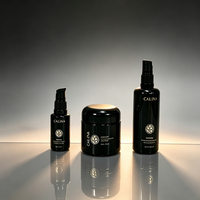 Ensemble d'emballages cosmétiques en verre violet, 3 pièces, flacon vide pour soins de la peau avec pompe et pot pour crème pour le visage, récipient rechargeable