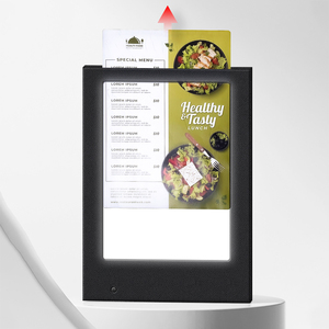 Exhibidor de Menú de Cuero Sintético Negro con Luz LED, 1 Página, Tableros de Menú Digitales LED para Restaurantes - Product Image 4