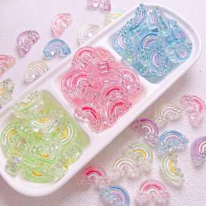 High-Quality UV Iridescent Colorful Resin <b>Beads</b> with Vertical Holes DIY Cute Rainbow <b>Acrylic</b> <b>Beads</b> for Phone Straps - Product Image 1