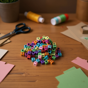 Perline con lettere ILAN 6x6mm, numeri colorati per lavoretti, 17g - Product Image 2