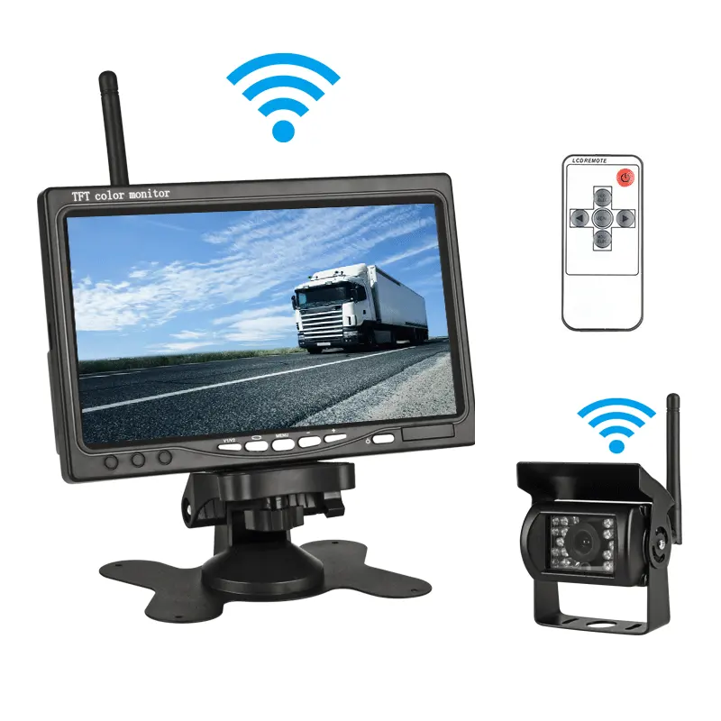 LKW-Rückfahr kamera 24-V-IR-Sensor 2.4G LKW-Bus-Van-Funk kamera mit 7-Zoll-Weitwinkel-Rückfahrkamera