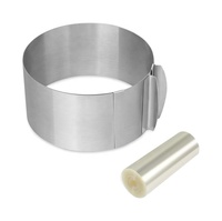 Moule à gâteau réglable de 6 à 12 pouces en acier inoxydable 5.5x394 pouces Collier à gâteau en mousse Feuilles d'acétate Outil de cuisson
