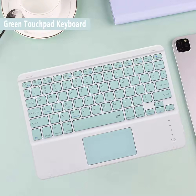 New Wholesale Multi-color 10-Inch Slim Retro Keys Wireless Lightweight Touchpad Keyboard for iPad iPhone Smartphone Tablet PC