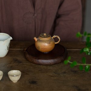 Chinese Style Purple Clay Teapot Holder Round Ebony Wood <b>Tea</b> <b>Tray</b> Heat Resistant For Kung Fu <b>Tea</b> - Product Image 1