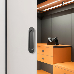 Poignée adhésive pour porte coulissante en acier Q235, design minimaliste, installation facile pour portes de cuisine, granges, portes vitrées et tiroirs - Product Image 1