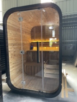 Diseño Moderno - Sauna Exterior - Apta para 2-6 Personas - Hecha de Madera de Hemlock Canadiense / Cedro Rojo
