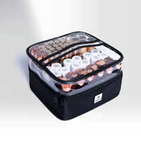 Trolley de Maquillage Grande Capacité Écologique avec Pochettes Transparentes, Pliable et Tendance en Nylon avec Fermeture Éclair