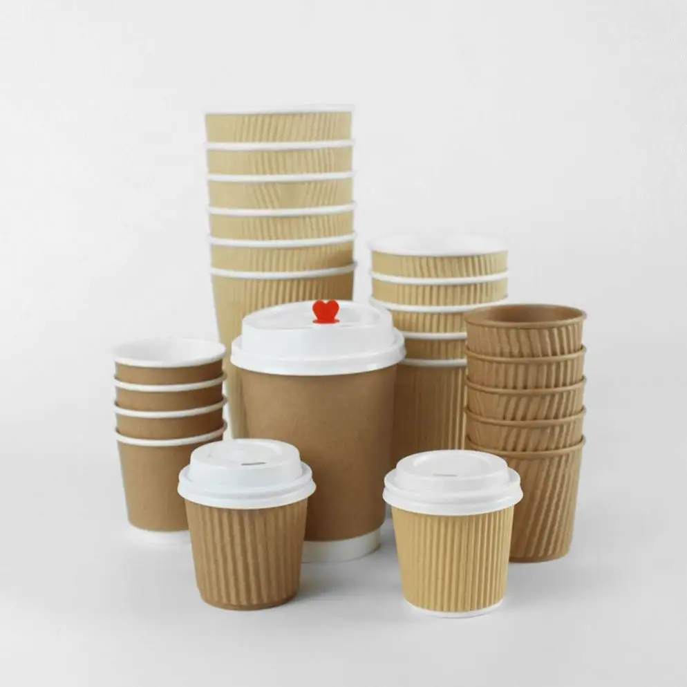 FTS 16Oz Ripple Wall Paper Kaffeetasse Custom Cardboard Kaffeetasse 4Oz Pappbecher für Verkaufs automaten