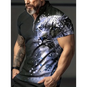 2025 nuova <span class=keywords><strong>Polo</strong></span> estiva Casual da <span class=keywords><strong>uomo</strong></span> a maniche corte 100% poliestere traspirante Top Button 3D stampa Logo <span class=keywords><strong>Outlet</strong></span> di fabbrica - Product Image 5