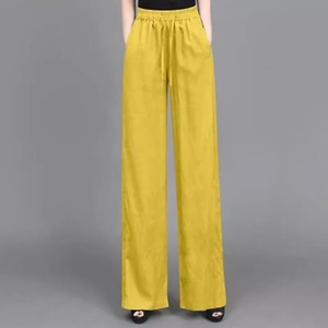 Wide Leg Pants Military Green Cotton Linen <b>Blend</b> Loose Fit Breathable Casual Women's Trousers With Pockets Spring Summer Wear - Product Image 2