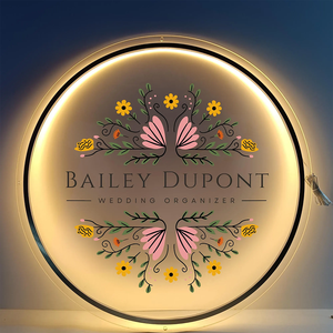 Insegna Luminosa Personalizzata Rotonda in Acrilico Nero con Logo per Decorazione Interna di <span class=keywords><strong>Salone</strong></span> da Parrucchiere - Product Image 4