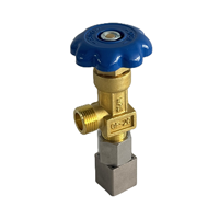 Vanne à aiguille angulaire en laiton, volant bleu, filetage mâle, adaptateur en acier inoxydable, vanne à aiguille angulaire d'instrumentation