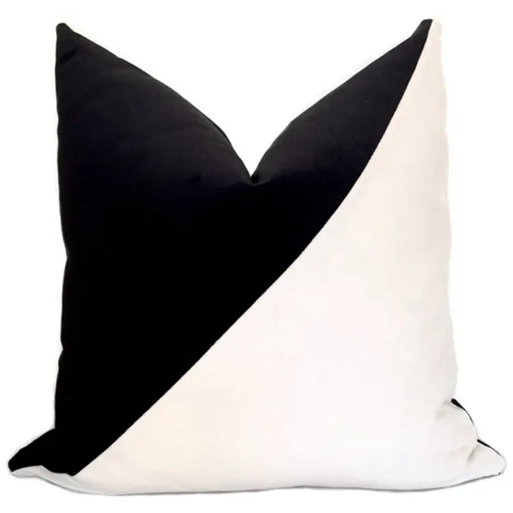 Popular Design Contrast Trim Pillow Cover White Black Modern Sofa Square Throw Decorative Pillow Cover For Decorative