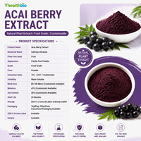 Poudre d'extrait naturel de baies d'açaï, extrait pur de plantes, extrait de fruits d'açaï, matière première de qualité alimentaire, vente en gros en vrac