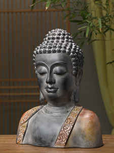 Decoración Artesanal de Resina con Ojos Cerrados, Estilo Budista, Escultura Religiosa para Jardín Exterior, Estatua de Buda de Medio Cuerpo - Product Image 2