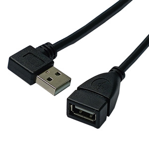 <b>USB</b> <b>2.0</b> Extension Cable 90 Degree Male To Female Right Angle Black Copper Wire Fast Charging Data Transfer - Product Image 1