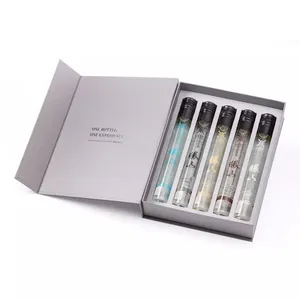 Custom luxury spirit drink tasting magnetic glass tube packaging gift box for tube shape wine glass bottle