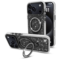 Coque Starlight à Finition Lisse avec Support pour iPhone 17, Dos Rigide en Acrylique, Accessoire de Luxe Scintillant pour iPhone 16 15