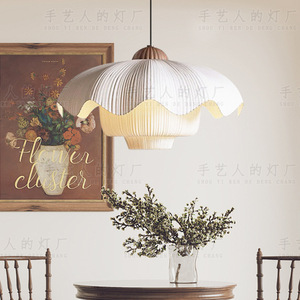 Lámpara colgante de estilo japonés Wabi Sabi, candelabro LED E27 redondo blanco para sala de estar, dormitorio, estudio, comedor - Product Image 5