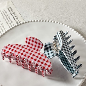 Nouveau doux Plaid motif impression acétate cheveux griffe grand 10cm anti-dérapant pinces <span class=keywords><strong>à</strong></span> cheveux femmes exquis élégant Style pastoral cheveux <span class=keywords><strong>crabe</strong></span> - Product Image 5