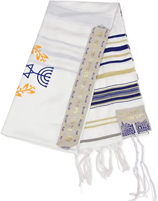 예루살렘 Messianic tallit기도 목도리-Tzitzits 변두리와 아름다운 이식 디자인 부드러운