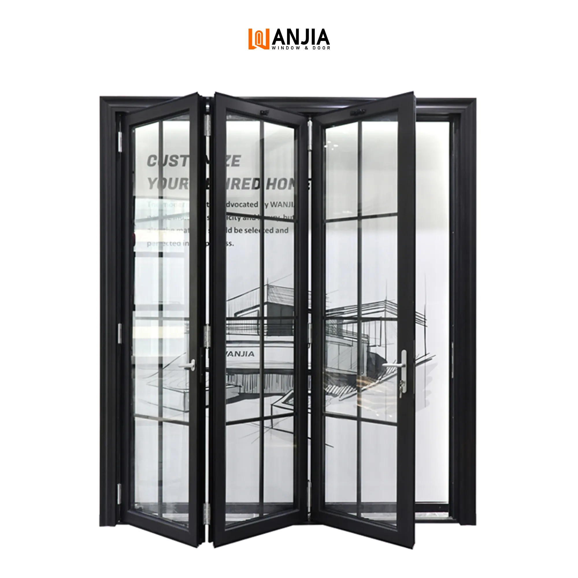 Wanjia Accordeon Deuren Ontwerp Patio Bifold Deur Aluminium Vouwdeuren