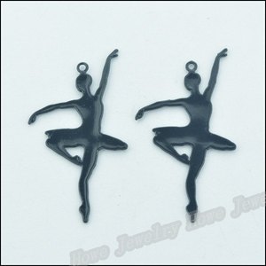 Dijes <span class=keywords><strong>de</strong></span> Bailarina para la Creación <span class=keywords><strong>de</strong></span> Joyas, 68x39mm, Aleación <span class=keywords><strong>de</strong></span> Zinc, Color Negro Metálico - Product Image 4