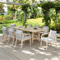 Ensemble de salle à manger d'extérieur pour jardin et terrasse, mobilier de restaurant, table et chaises en teck, nouveau design