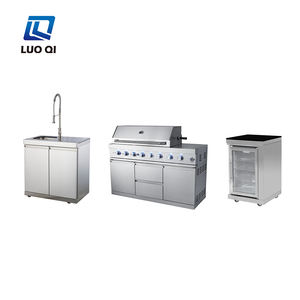 Cuisine extérieure luxueuse haut de gamme Grilles de barbecue en acier inoxydable <span class=keywords><strong>Réfrigérateur</strong></span> à double porte avec armoire d'évier pour le jardin - Product Image 1
