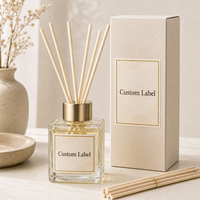 Ensemble diffuseur de parfum en verre personnalisé avec bâtonnets d'huiles essentielles sans plomb, capacité de 50 ml, pour la fragrance d'intérieur