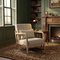 Fauteuil de salon moderne rétro de style mid-century, éco-responsable, avec base en bois massif, tissu luxueux, ergonomique, pour la maison, le bureau, la salle à manger, la chambre à coucher