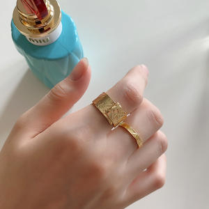 Ювелирные изделия кольца с регулируемыми геометрическими 18 карат позолоченными 925 стерлингового серебра неправильной формы кольца для мужчин и женщин - Product Image 5