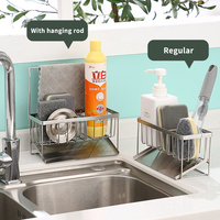304 distributeur de pompe à savon en acier inoxydable aspiration pour évier de cuisine accessoires caddy organisateur porte-brosse éponge détachable