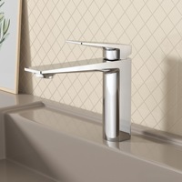 Robinet de salle de bain moderne en laiton couleur canon de fusil, à capteur tactile, à monter sur plan, monotrou, finition polie, poignée unique, cartouche céramique 5