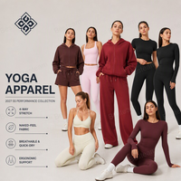 Set Yoga Ukuran Besar Logo Kustom Solid, Cepat Kering, Bernapas, Modis, 2 Potong, Bahan Spandex/Nilon, Pakaian Olahraga Wanita untuk Fitness Gym