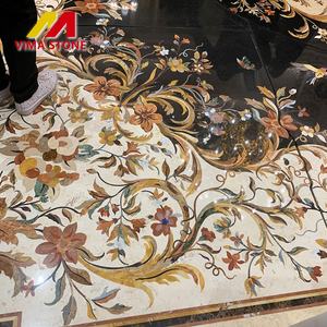 Incrustation de médaillon de marbre de motif de marbre de jet d'eau de conception de fleur faite à la main compliquée de style de la <span class=keywords><strong>France</strong></span> pour le projet de palais d'hôtel - Product Image 4