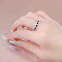 Bagues de mariage avec bagues de fiançailles pour femmes bagues en zircon cubique en cristal bleu plaqué argent pour femmes cadeau