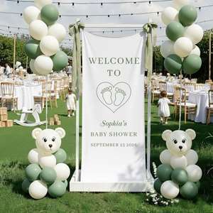 Panneau de bienvenue personnalisé pour mariage LANJO, bannière en tissu de lin personnalisée pour l'entrée, la fête de mariage, la fête de fiançailles, la décoration murale de la maison - Product Image 2