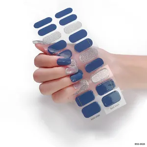 Pastel 2021 Wholesale Ombre Flower Iridescent Semi-cured Korea Nail Art Gel Pastel UV Gel Nail Wraps Stickers