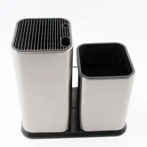 Organisateur de plan de travail de cuisine en acier inoxydable, bloc à <span class=keywords><strong>couteaux</strong></span> universel et <span class=keywords><strong>porte</strong></span>-ustensiles - Product Image 1