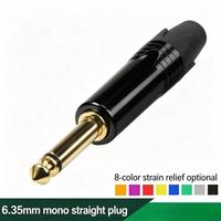Prise jack mono TS 6,35 mm personnalisée plaquée or avec boîtier noir pour amplificateur de guitare, câble d'instrument, assemblage studio SINGO