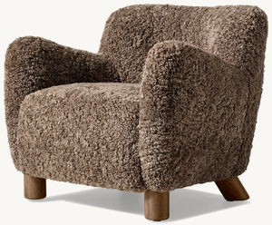 Handcrafted Living Room Lounge Modern Furniture Shearling Wool Luxury Single Sofa <b>Chair</b> Design - Product Image 2
